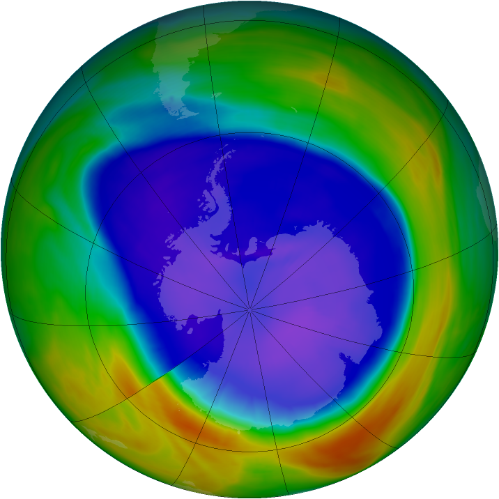 Antarctic ozone map for 16 September 2005